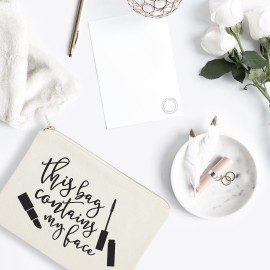 The Cotton & Canvas Co. This Bag Contains My Face Cosmetic Bag and Travel Make Up Pouch