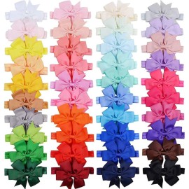 WillingTee Hairband, Baby Girls Headbands 3Inch 40 Colors Grosgrain Ribbon Hair Bows Choice for Baby Girls Infants Toddler Kids Teens and Children