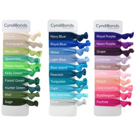 Cyndibands Ribbon Hair Ties - Fuchsia Pink - 25 Pack - No Damage Elastic Ribbon Less Crease Ponytail Holders
