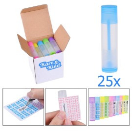 Lip Balm Container Tubes - 25-Pack (5x5 colors) - DIY - 3/16 Oz (5.5 ml) - Including 25 Writeable (5x5 colors) & 25 Printed Stickers - Twist Mechanism and Cap - Empty - Make Lip Balm Chapsticks Lip Balm Container Tubes - 25-Pack (5x5 colors) - DIY - 3/16 Oz (5.5 ml) - Including 25 Writeable (5x5 colors) & 25 Printed Stickers - Twist Mechanism and Cap - Empty - Make Lip Balm Chapsticks