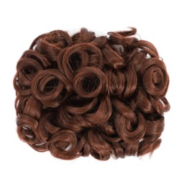 SWACC Short Messy Curly Dish Hair Bun Extension Easy Stretch hair Combs Clip in Ponytail Extension Scrunchie Chignon Tray Ponytail Hairpieces (Dark Auburn-33)