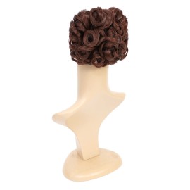 SWACC Short Messy Curly Dish Hair Bun Extension Easy Stretch hair Combs Clip in Ponytail Extension Scrunchie Chignon Tray Ponytail Hairpieces (Dark Auburn-33)