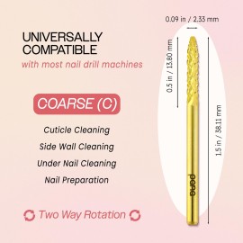 Pana 3/32 Under Nail Cleaner Safety Nail Carbide Bit - for Electric Dremel Drill Machine (Coarse, Gold)