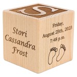 Personalized Wood Baby Birth Block, Choose from 3 Sizes, Solid Hardwood, Laser Engraved, New Baby Gifts, Newborn Gifts (3)