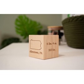 Personalized Wood Baby Birth Block, Choose from 3 Sizes, Solid Hardwood, Laser Engraved, New Baby Gifts, Newborn Gifts (3)