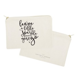 The Cotton & Canvas Co. Leave a Little Sparkle Wherever You Go Cosmetic Bag and Travel Make Up Pouch