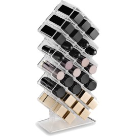 byAlegory Acrylic Lipstick Makeup Organizer | 28 Space Cosmetic Storage Designed To Stand, Lay Flat or Stack (CLEAR) byAlegory Acrylic Lipstick Makeup Organizer | 28 Space Cosmetic Storage Designed To Stand, Lay Flat or Stack (CLEAR)