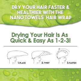 Nano Towels Hair Drying Wrap Twisty Towel | Designed for Drying Fine, Delicate, Thinning, Curly and Frizzy Hair | Replaces Hair Dryers, Cotton Bath Towels. One Size Fits All Nano Towels Hair Drying Wrap Twisty Towel | Designed for Drying Fine, Delicate, Thinning, Curly and Frizzy Hair | Replaces Hair Dryers, Cotton Bath Towels. One Size Fits All