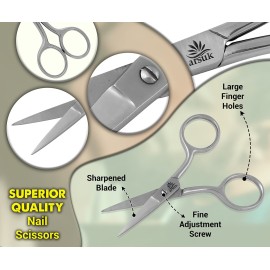 ARSUK Nail Scissors for Manicure Fingernail Toenails Cuticles Stainless Steel (Beauty Scissors)