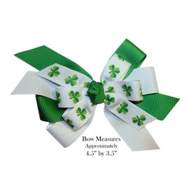 WD2U Girls 4.5 Layered St Patricks Shamrock Hair Bow French Clip