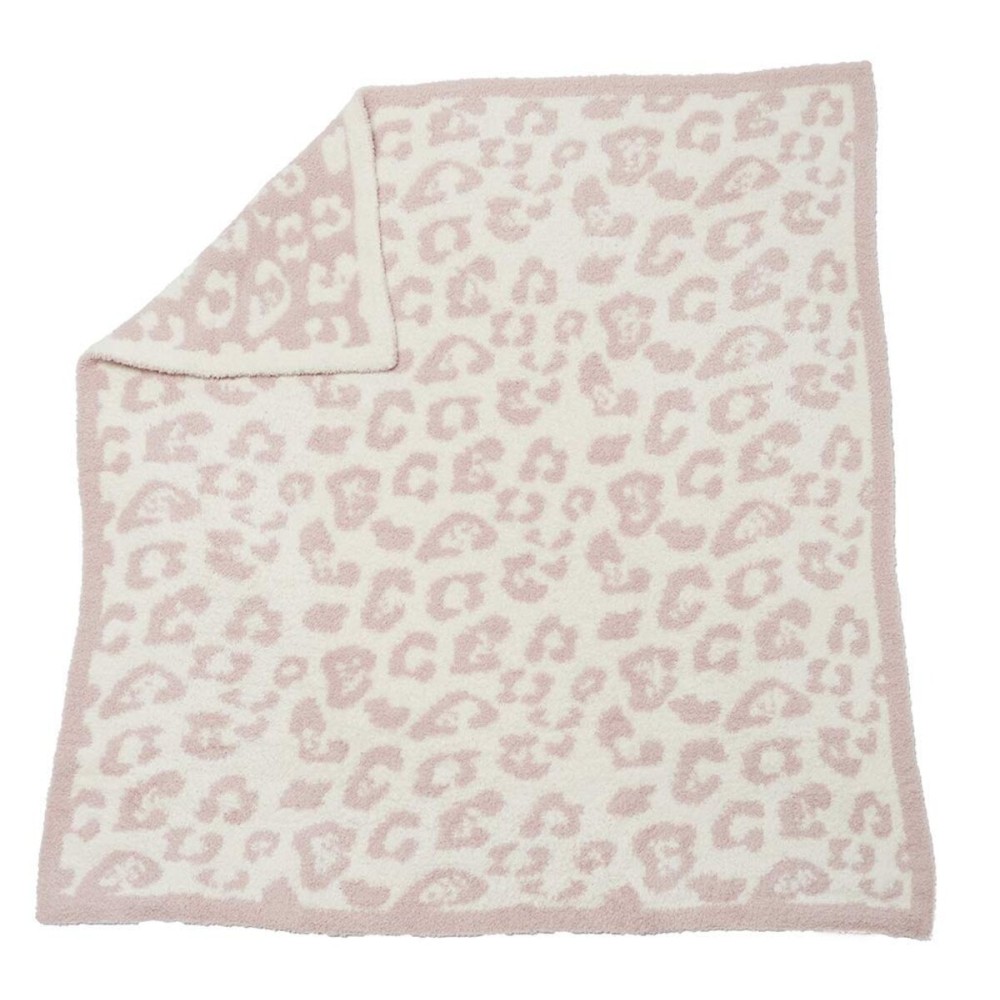 Barefoot Dreams CozyChic in The Wild Baby Blanket, Dusty Rose/Cream