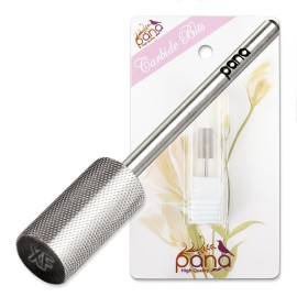 Pana 3/32 Flat Top Nail Carbide Bit - Silver Large Barrel Head (Grit: Extra Fine - XF) for Electric Dremel Drill Machine