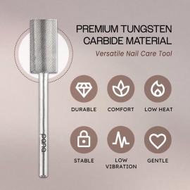 Pana 3/32 Flat Top Nail Carbide Bit - Silver Large Barrel Head (Grit: Extra Fine - XF) for Electric Dremel Drill Machine Pana 3/32 Flat Top Nail Carbide Bit - Silver Large Barrel Head (Grit: Extra Fine - XF) for Electric Dremel Drill Machine