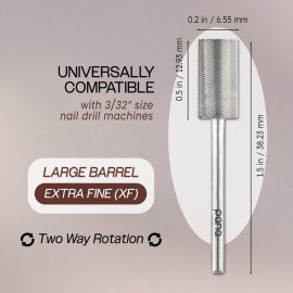 Pana 3/32 Flat Top Nail Carbide Bit - Silver Large Barrel Head (Grit: Extra Fine - XF) for Electric Dremel Drill Machine Pana 3/32 Flat Top Nail Carbide Bit - Silver Large Barrel Head (Grit: Extra Fine - XF) for Electric Dremel Drill Machine