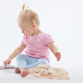 Baberoo Lamb Baby Lovey - Super Soft 12 Square Baby Security Blanket for Girls or Boys, Baby Stuffed Animals for Newborns, Ultra Soft Polyester Lovey Blanket, Machine Washable Lovie for Toddler