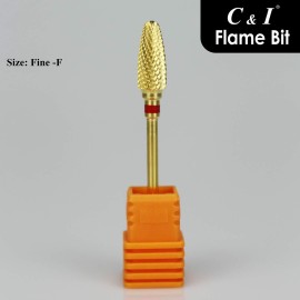 C & I Flame Bit Carbide Nail Drill for Electric Manciure Drill Machine of Nail Beauty (Grit Fine, Gold) C & I Flame Bit Carbide Nail Drill for Electric Manciure Drill Machine of Nail Beauty (Grit Fine, Gold)
