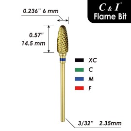 C & I Flame Bit Carbide Nail Drill for Electric Manciure Drill Machine of Nail Beauty (Grit Fine, Gold) C & I Flame Bit Carbide Nail Drill for Electric Manciure Drill Machine of Nail Beauty (Grit Fine, Gold)