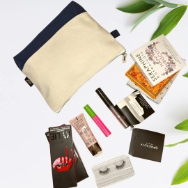 NGIL Jute/Canvas Large Travel DYI Cosmetic Bag Pouch for Women Multipurpose Travel Toiletry Pouch, Personalized Makeup Bag, Best Friend Gift, Bridesmaid Gift Ideas (Jute-Hot Pink)