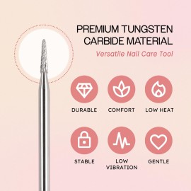 Pana 3/32 Sharp Point Bit Safety Nail Carbide Bit - Silver Color (Grit: Medium - M) for Electric Dremel Drill Machine