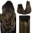 GOO GOO Clip in Hair Extensions Real Human Hair, Remy Human Hair Extensions Clip ins for Women, Natural Human Hair, 16inch 120g 7Pcs, 1B/6/1B Balayage Natural Black to Chestnut Brown