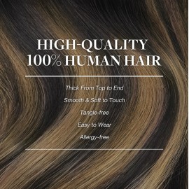 GOO GOO Clip in Hair Extensions Real Human Hair, Remy Human Hair Extensions Clip ins for Women, Natural Human Hair, 16inch 120g 7Pcs, 1B/6/1B Balayage Natural Black to Chestnut Brown