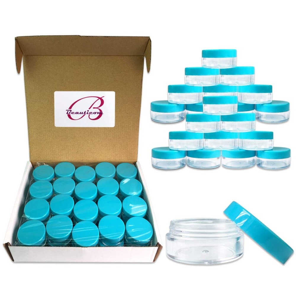 40 New empty 10 Gram (0.35 oz) Plastic Pot Jars with Lids for Lip Balms, Salves, Creams, Cosmetics, Nail Accessories, Rhinestones, Herbs, Spices - BPA Free (Teal Screw Lid) 40 New empty 10 Gram (0.35 oz) Plastic Pot Jars with Lids for Lip Balms, Salves, Creams, Cosmetics, Nail Accessories, Rhinestones, Herbs, Spices - BPA Free (Teal Screw Lid)
