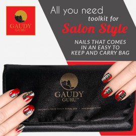 20pc Professional Nail Art Design Painting Detailing, Marbleizing Brushes, Striper & Dotting Pen/Dotter Tool Kit Set with Storage Bag by Gaudy Guru