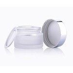 AKOAK 3 PCS 20g Refillable Frosted Glass Cosmetic Cream Jar Bottle Container with Silver Alumite Lids
