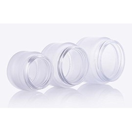 AKOAK 3 PCS 20g Refillable Frosted Glass Cosmetic Cream Jar Bottle Container with Silver Alumite Lids AKOAK 3 PCS 20g Refillable Frosted Glass Cosmetic Cream Jar Bottle Container with Silver Alumite Lids