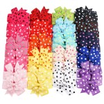 CLLOT 40Pcs 3 Inch Boutique Grosgrain Ribbon Pinwheel Hair Bows Alligator Clips For Girls Toddlers Hair Accessories Teens Gifts In Pairs (Polka Dot)