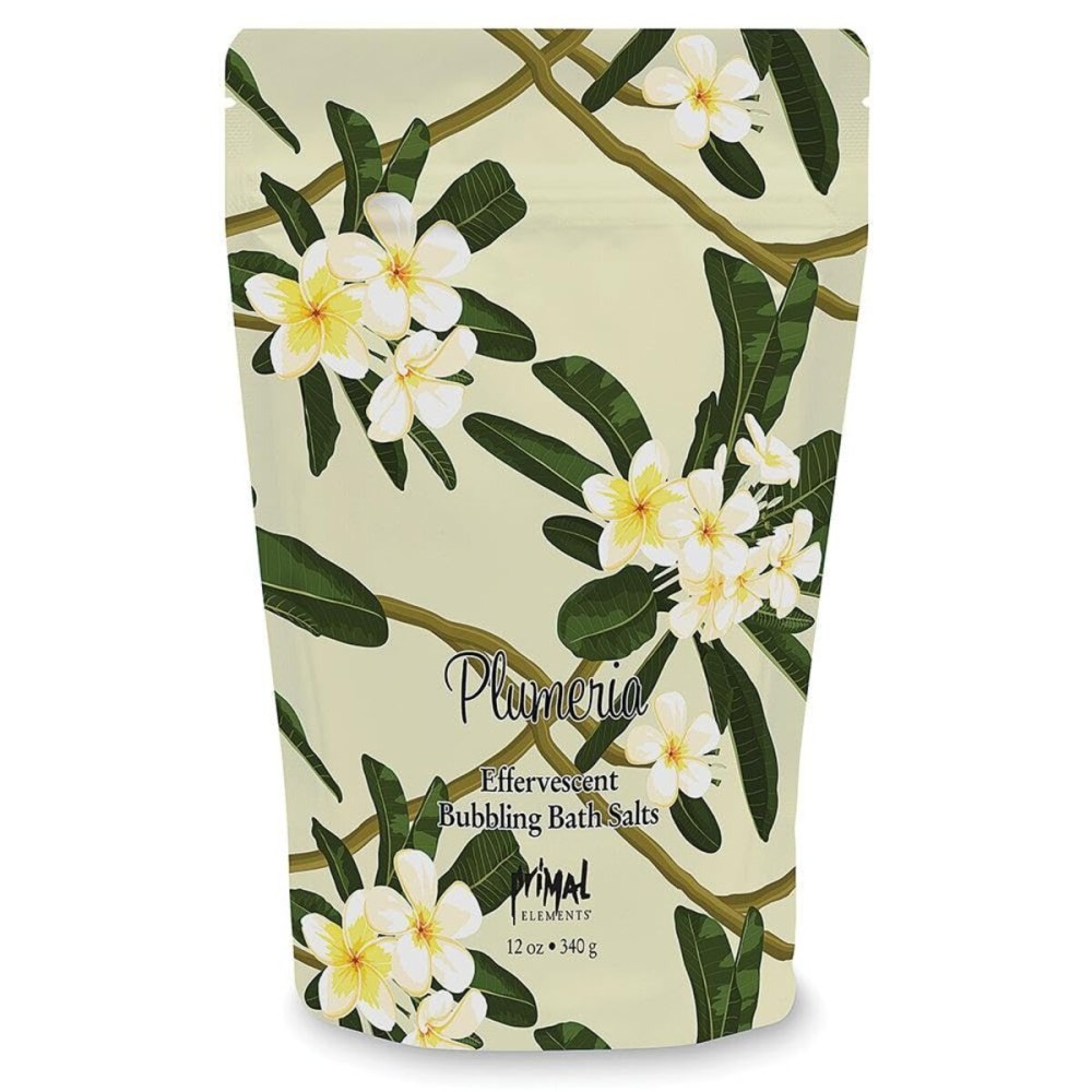 Primal Elements Bubbling Bath Salts, Plumeria, 12 Ounce