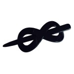 Parcelona French Infinity Medium 3 1/2 Celluloid Metal Free Hair Slider Pin Thru Barrette Clip with Stick Non Slip Grip Bun Cover Women Hair Accessories, Made in France (Glossy Black)
