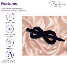 Parcelona French Infinity Medium 3 1/2 Celluloid Metal Free Hair Slider Pin Thru Barrette Clip with Stick Non Slip Grip Bun Cover Women Hair Accessories, Made in France (Glossy Black) Parcelona French Infinity Medium 3 1/2 Celluloid Metal Free Hair Slider Pin Thru Barrette Clip with Stick Non Slip Grip Bun Cover Women Hair Accessories, Made in France (Glossy Black)