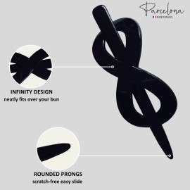 Parcelona French Infinity Medium 3 1/2 Celluloid Metal Free Hair Slider Pin Thru Barrette Clip with Stick Non Slip Grip Bun Cover Women Hair Accessories, Made in France (Glossy Black) Parcelona French Infinity Medium 3 1/2 Celluloid Metal Free Hair Slider Pin Thru Barrette Clip with Stick Non Slip Grip Bun Cover Women Hair Accessories, Made in France (Glossy Black)