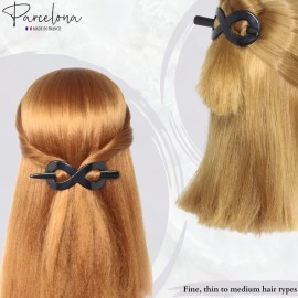 Parcelona French Infinity Medium 3 1/2 Celluloid Metal Free Hair Slider Pin Thru Barrette Clip with Stick Non Slip Grip Bun Cover Women Hair Accessories, Made in France (Glossy Black) Parcelona French Infinity Medium 3 1/2 Celluloid Metal Free Hair Slider Pin Thru Barrette Clip with Stick Non Slip Grip Bun Cover Women Hair Accessories, Made in France (Glossy Black)
