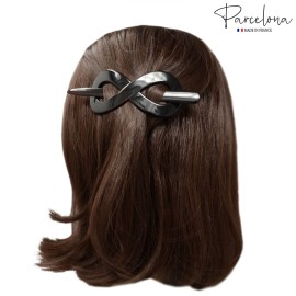 Parcelona French Infinity Medium 3 1/2 Celluloid Metal Free Hair Slider Pin Thru Barrette Clip with Stick Non Slip Grip Bun Cover Women Hair Accessories, Made in France (Glossy Black) Parcelona French Infinity Medium 3 1/2 Celluloid Metal Free Hair Slider Pin Thru Barrette Clip with Stick Non Slip Grip Bun Cover Women Hair Accessories, Made in France (Glossy Black)