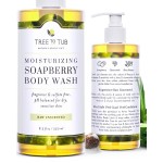 Tree to Tub Unscented Body Wash for Sensitive Skin & Dry Skin - Moisturizing pH Balanced Fragrance Free Body Wash, Hydrating Sulfate Free Body Soap for Women & Men w/Organic Shea Butter, Natural Aloe