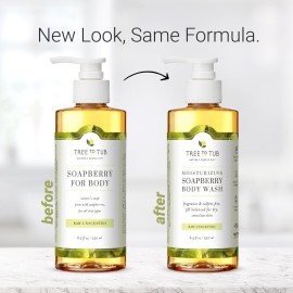 Tree to Tub Unscented Body Wash for Sensitive Skin & Dry Skin - Moisturizing pH Balanced Fragrance Free Body Wash, Hydrating Sulfate Free Body Soap for Women & Men w/Organic Shea Butter, Natural Aloe