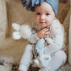 Bunnies By The Bay Bloom Knotty Friend Baby Stuffed Rabbit Animal Blanket - Plush Baby Lovey - Best Friend Blanket - 10