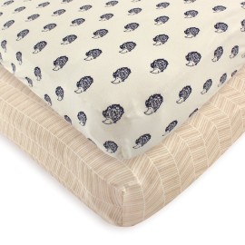 Touched by Nature Unisex Baby and Toddler Organic Cotton Crib Sheet, Hedgehog, One Size