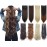LELINTA 7Pcs 16 Clips 23 Inch Wavy Curly Full Head Clip in on Double Weft Hair Extensions Light Brown Straight