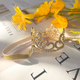 Elesa Miracle 2pcs Baby Hair Accessories Baby Girl\'s Gift Box with Shiny Tiara Crown Headband Set (2pc- Gold)