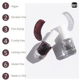 duri 536 Celebrity Scandal Nail Polish, Frosted Metallic Silver, Full Coverage, Fast Drying, Glossy, Lasting, 0.45 Fl Oz