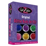 Original Glitter Tattoo Kit and Temporary Tattoos with 6 Large Glitter Pots, Body Adhesive, Stencils and 2 Cosmetic Brushes