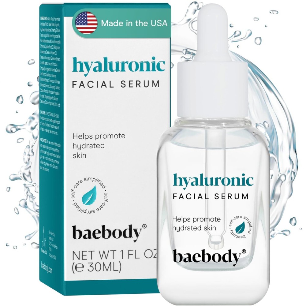 Baebody Critically Acclaimed Hyaluronic Acid Serum for Face - Anti Aging Hyaluronic Acid Face Serum with Vit E and Jojoba Oil - Plumping and Hydrating (1 oz/30 ml)