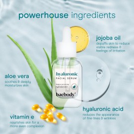 Baebody Critically Acclaimed Hyaluronic Acid Serum for Face - Anti Aging Hyaluronic Acid Face Serum with Vit E and Jojoba Oil - Plumping and Hydrating (1 oz/30 ml)