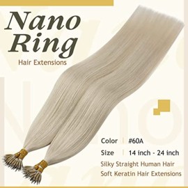 Sunny Hair Blonde Nano Extensions Human Hair 20inch for Women Nano Bead Hair Extensions Human Hair Platinum Blonde Nano Hair Extensions Human Hair Blonde Nano Hair Extensions Back to School 50g