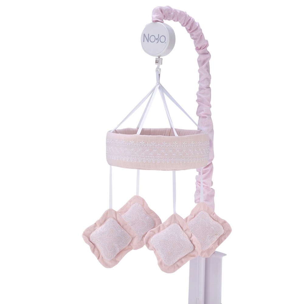 NoJo - Chantilly Shapes Mobile, Nursery Crib Changing Table Musical Mobile - Pink Diamond Shapes