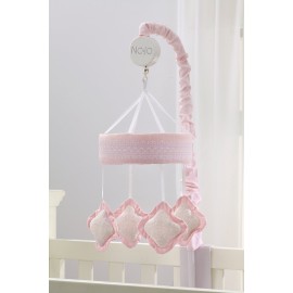 NoJo - Chantilly Shapes Mobile, Nursery Crib Changing Table Musical Mobile - Pink Diamond Shapes