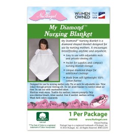 NuAngel Nursing Cover - Gray | Cotton Nursing Blanket for Nursing Mothers | Breathable Breastfeeding Cover - Adjustable Neck and Private Viewing Slit | Diamond Shape for Additional Coverage
